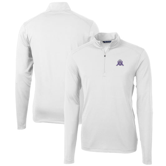 Men's Cutter & Buck White Northwestern Wildcats Team Big & Tall Virtue Eco Pique Recycled Quarter-Zip Pullover Top