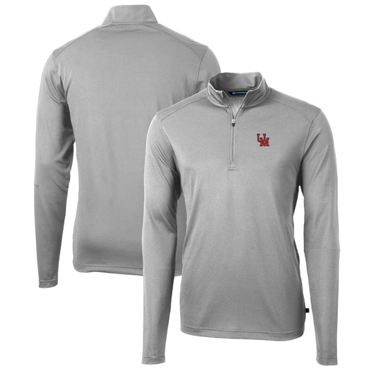 Men's Cutter & Buck Gray Ole Miss Rebels Team Big & Tall Virtue Eco Pique Recycled Quarter-Zip Pullover Top