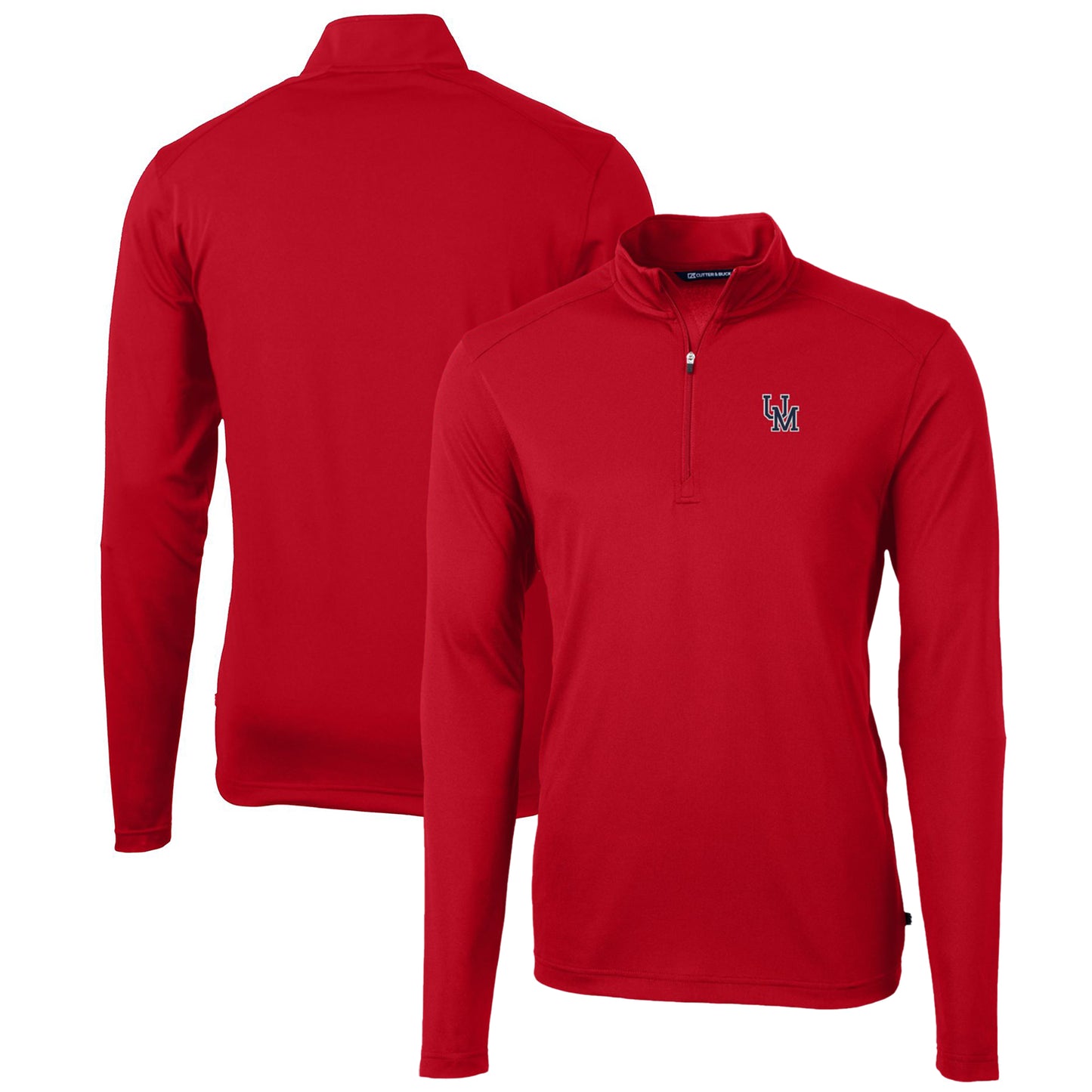 Men's Cutter & Buck Red Ole Miss Rebels Team Big & Tall Virtue Eco Pique Recycled Quarter-Zip Pullover Top