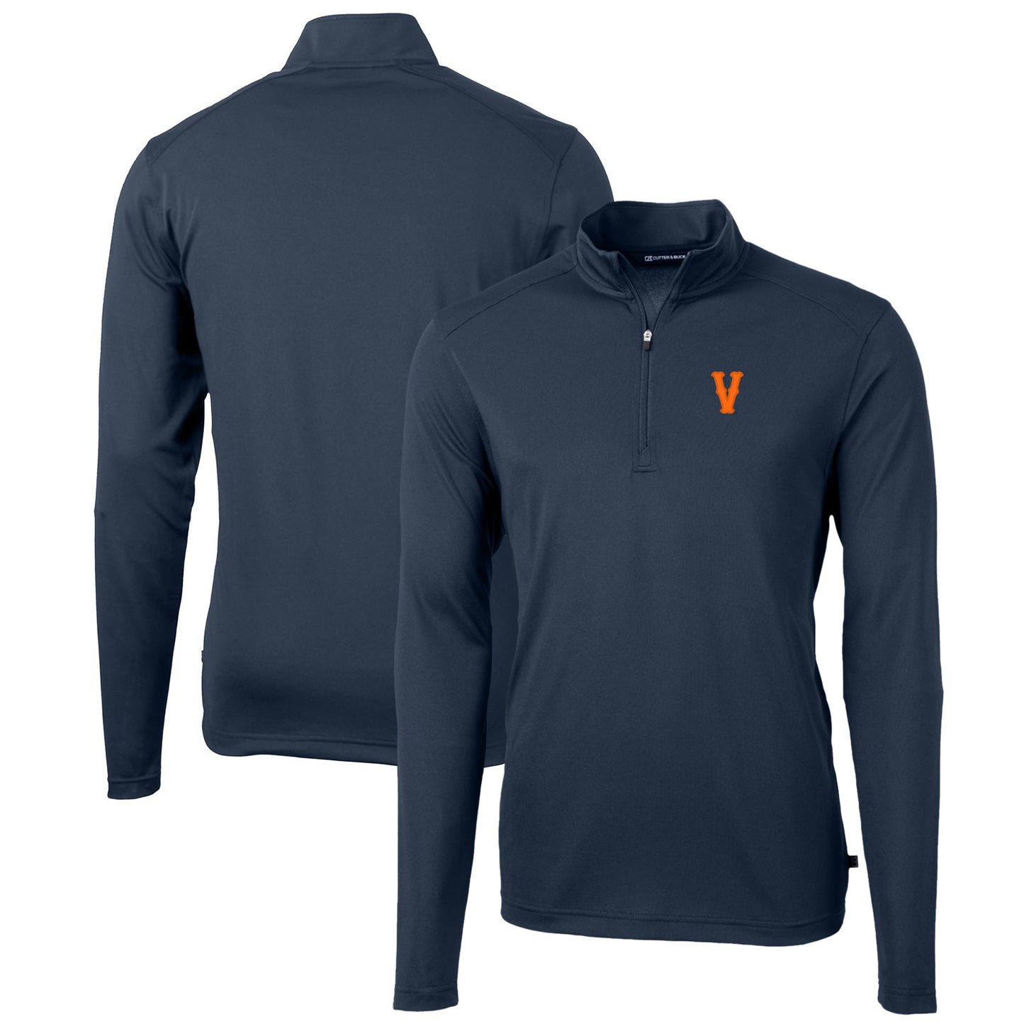 Men's Cutter & Buck Navy Virginia Cavaliers Vintage Team Big & Tall Virtue Eco Pique Recycled Quarter-Zip Pullover Top