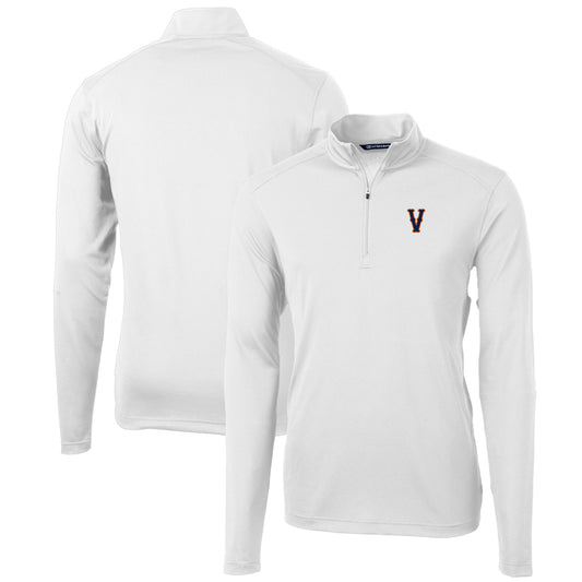 Men's Cutter & Buck White Virginia Cavaliers Vintage Team Big & Tall Virtue Eco Pique Recycled Quarter-Zip Pullover Top