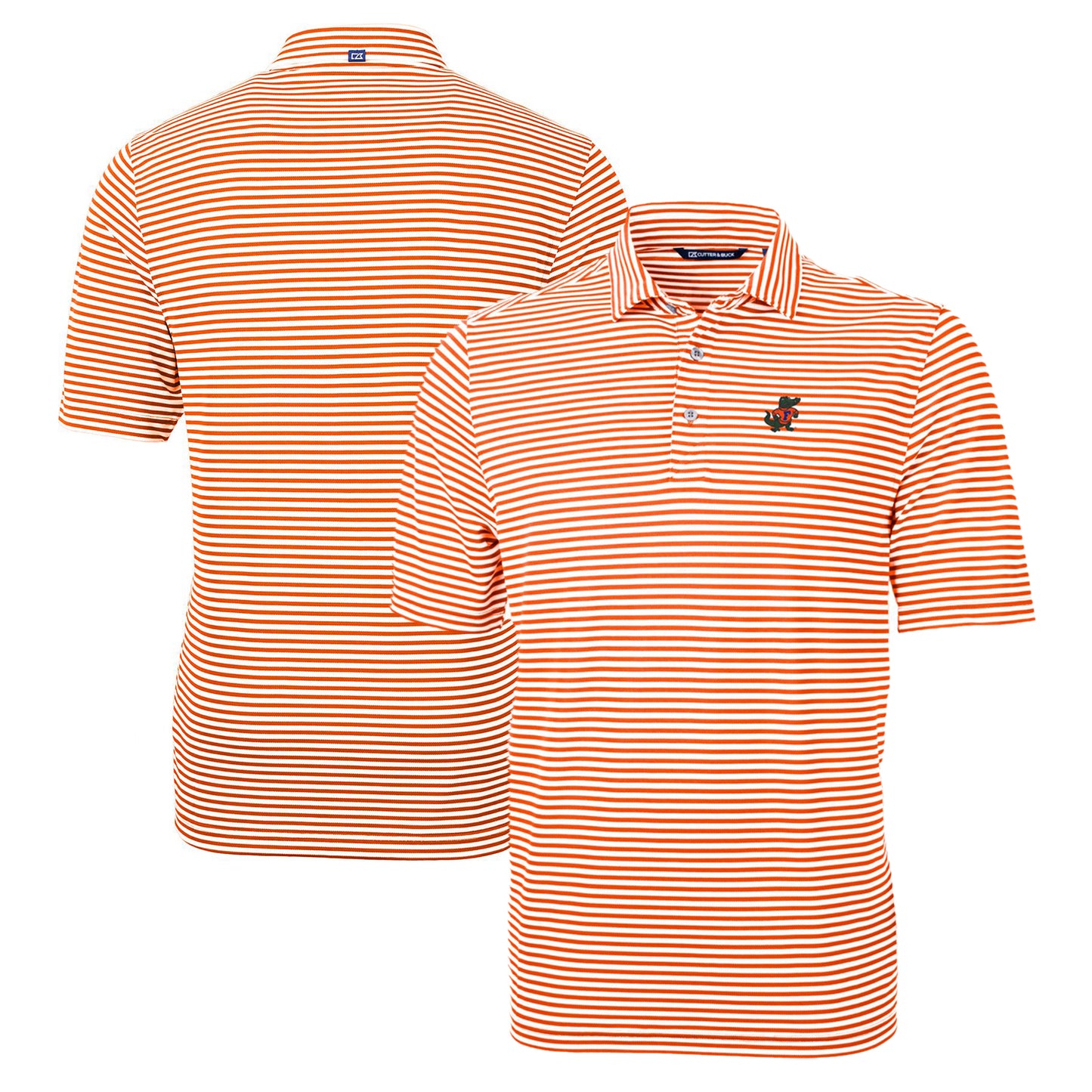 Men's Cutter & Buck Orange Florida Gators Big & Tall Team Logo Virtue Eco Pique Stripe Recycled Polo