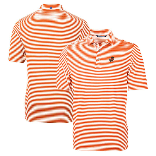 Men's Cutter & Buck Orange Florida Gators Big & Tall Team Logo Virtue Eco Pique Stripe Recycled Polo