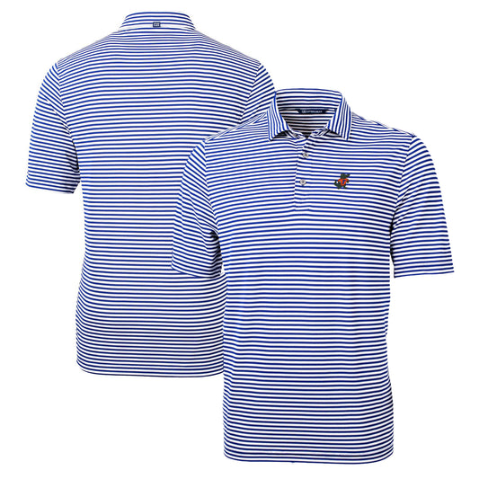 Men's Cutter & Buck Royal Florida Gators Big & Tall Team Logo Virtue Eco Pique Stripe Recycled Polo