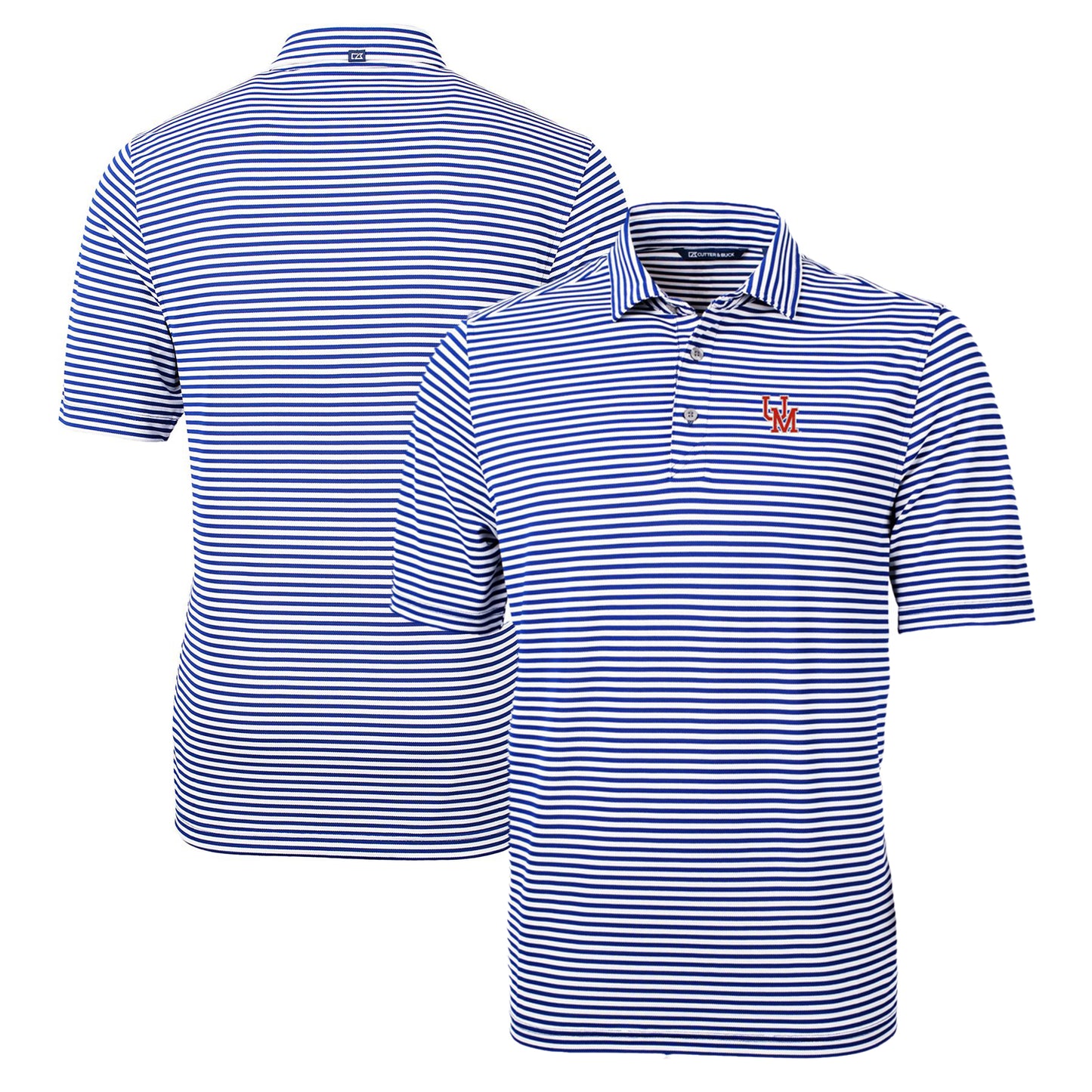 Men's Cutter & Buck Royal Ole Miss Rebels Big & Tall Team Logo Virtue Eco Pique Stripe Recycled Polo