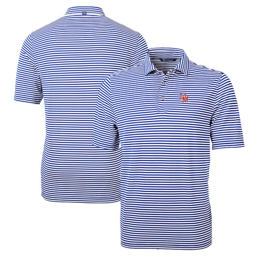 Men's Cutter & Buck Royal Ole Miss Rebels Big & Tall Team Logo Virtue Eco Pique Stripe Recycled Polo