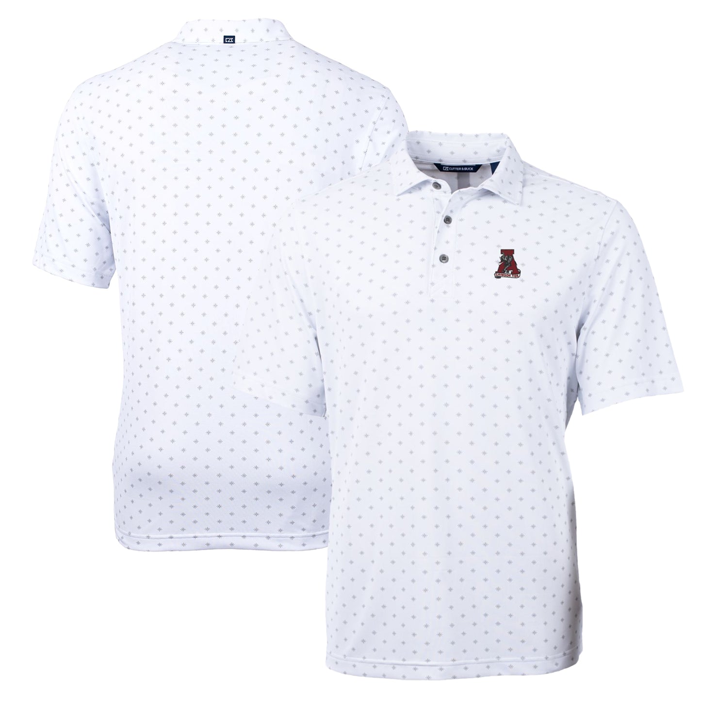 Men's Cutter & Buck White Alabama Crimson Tide Team Big & Tall Virtue Eco Pique Tile Print Polo