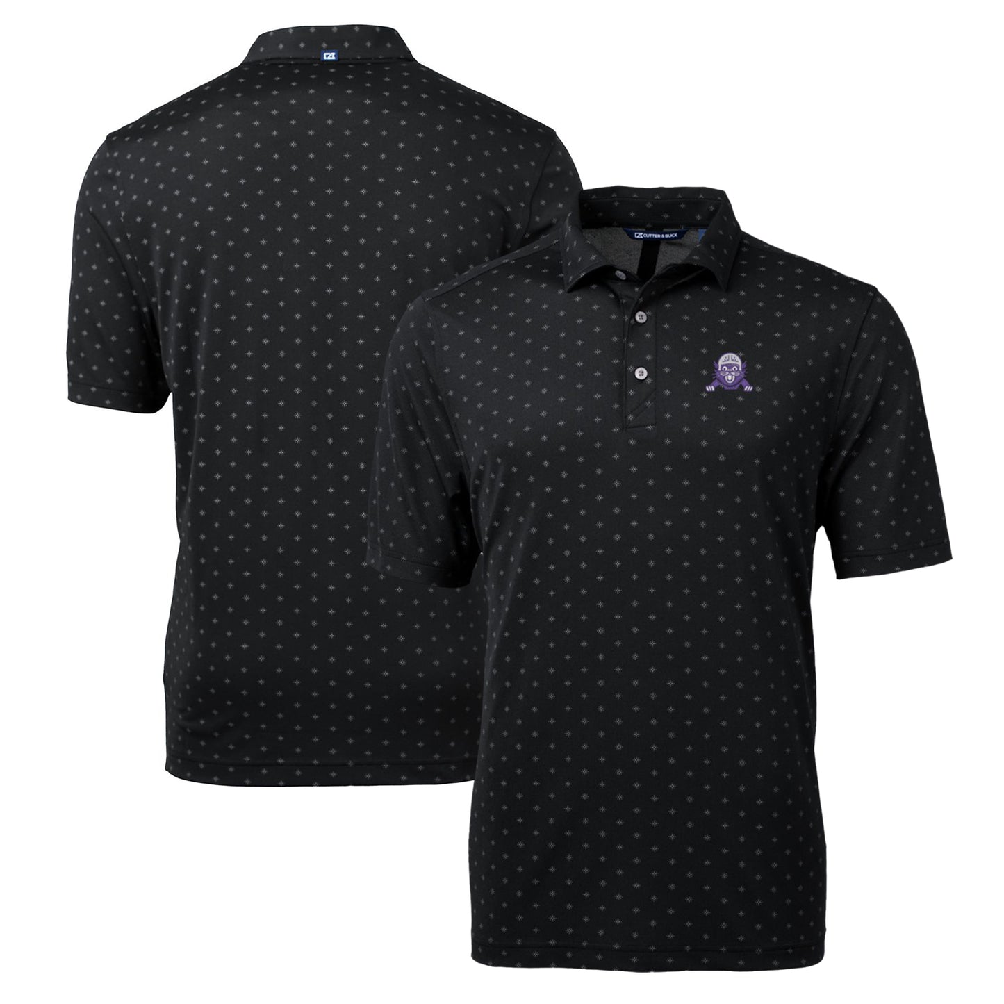 Men's Cutter & Buck Black Northwestern Wildcats Team Big & Tall Virtue Eco Pique Tile Print Polo