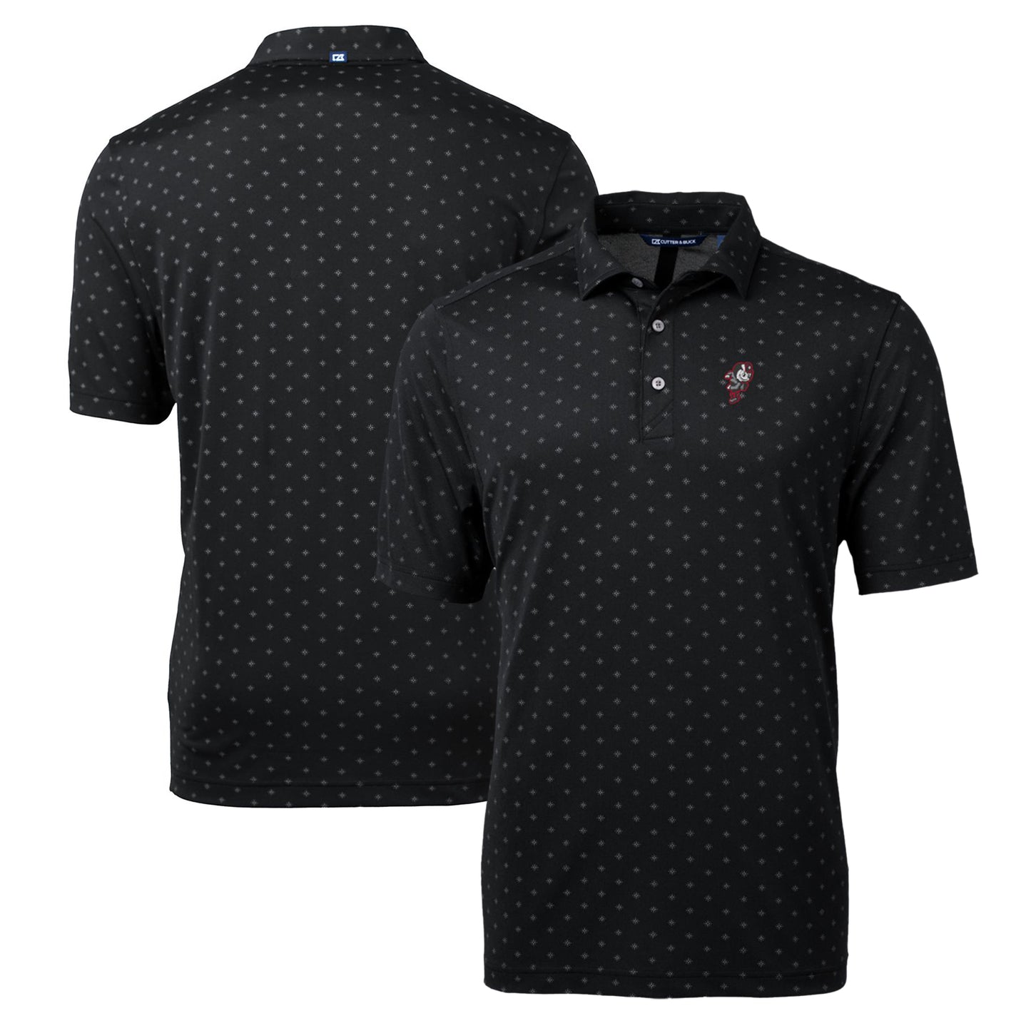 Men's Cutter & Buck Black Ohio State Buckeyes Team Big & Tall Virtue Eco Pique Tile Print Polo