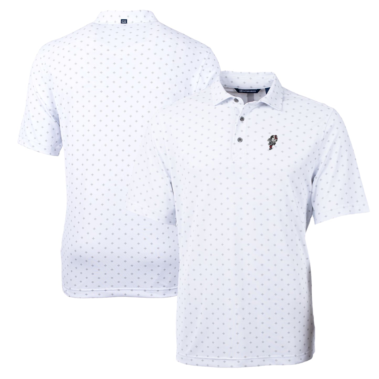 Men's Cutter & Buck White Ohio State Buckeyes Team Big & Tall Virtue Eco Pique Tile Print Polo