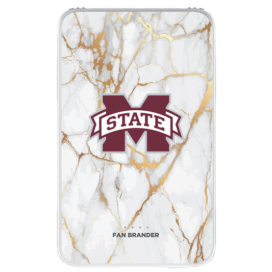 Mississippi State Bulldogs White Marble Design 10000 mAh Portable Power Pack