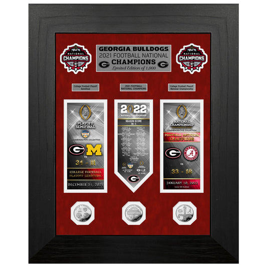 Highland Mint Georgia Bulldogs 18" x 22" College Football Playoff 2021 National Champions Deluxe Silver Coin Ticket Collection