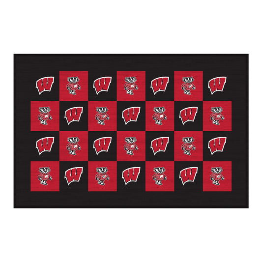 Wisconsin Badgers 30'' x 46'' Checkerboard Floor Mat