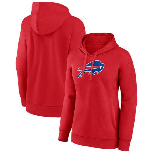 Women's Red Buffalo Bills Primary Logo Pullover Hoodie