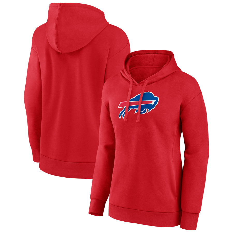 Women's Red Buffalo Bills Primary Logo Pullover Hoodie