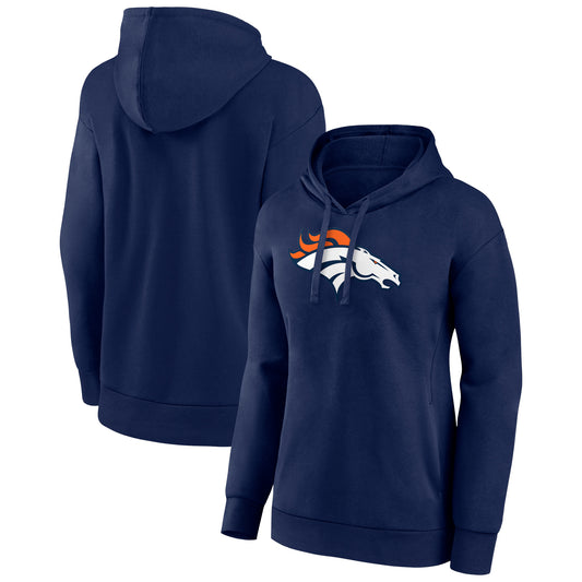 Women's Navy Denver Broncos Primary Logo Pullover Hoodie