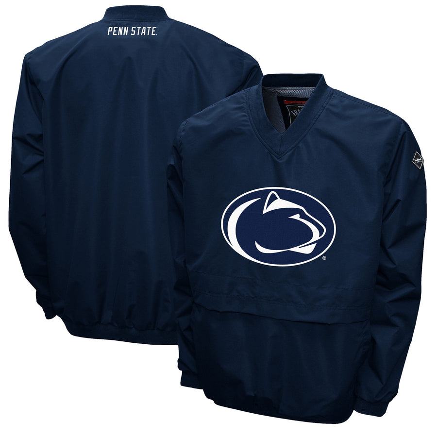 Men's Franchise Club Navy Penn State Nittany Lions Windshell Big Logo V-Neck Pullover Jacket