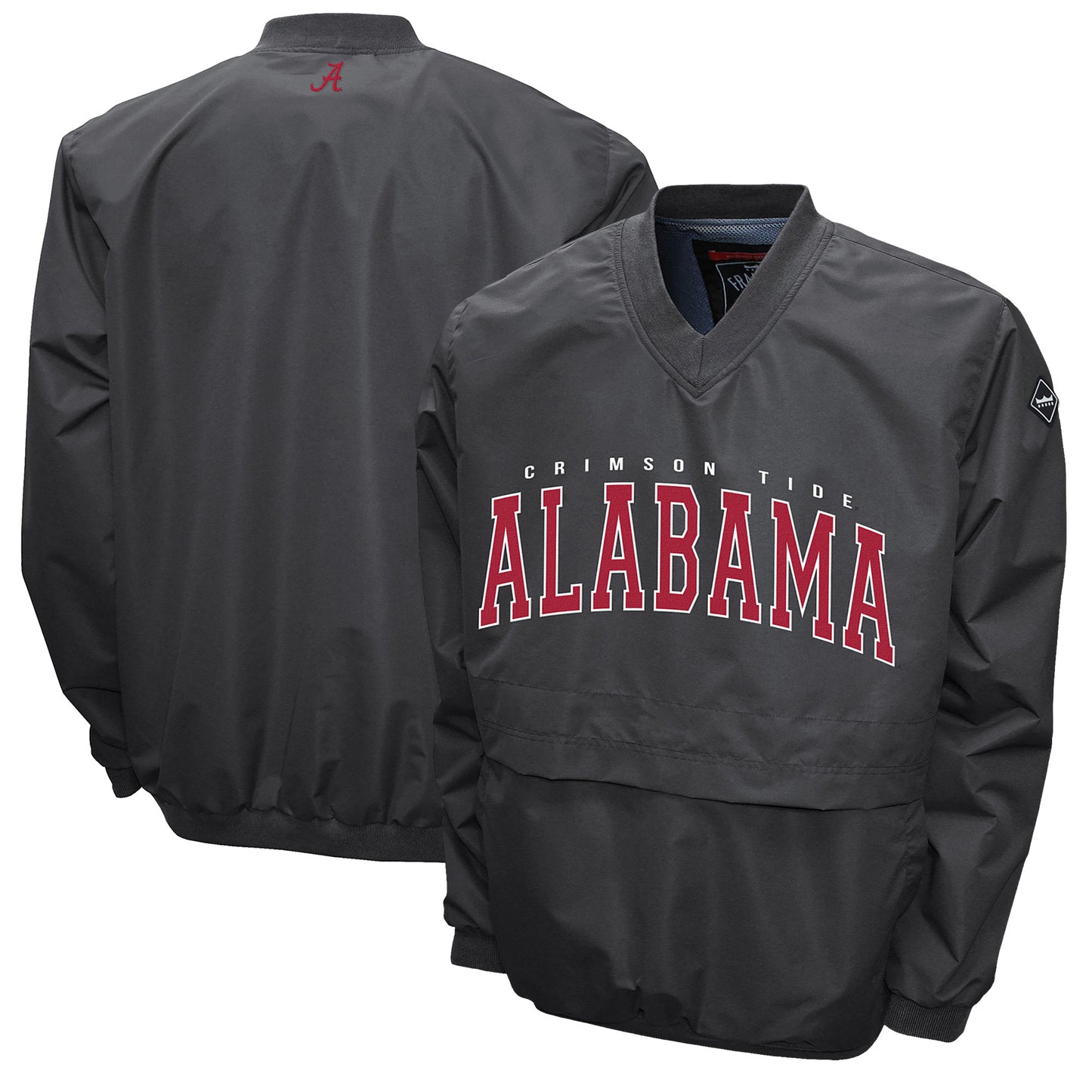 Men's Franchise Club Charcoal Alabama Crimson Tide Members Windshell V-Neck Pullover Jacket