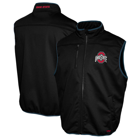 Men's Franchise Club Black Ohio State Buckeyes Softshell Full-Zip Vest