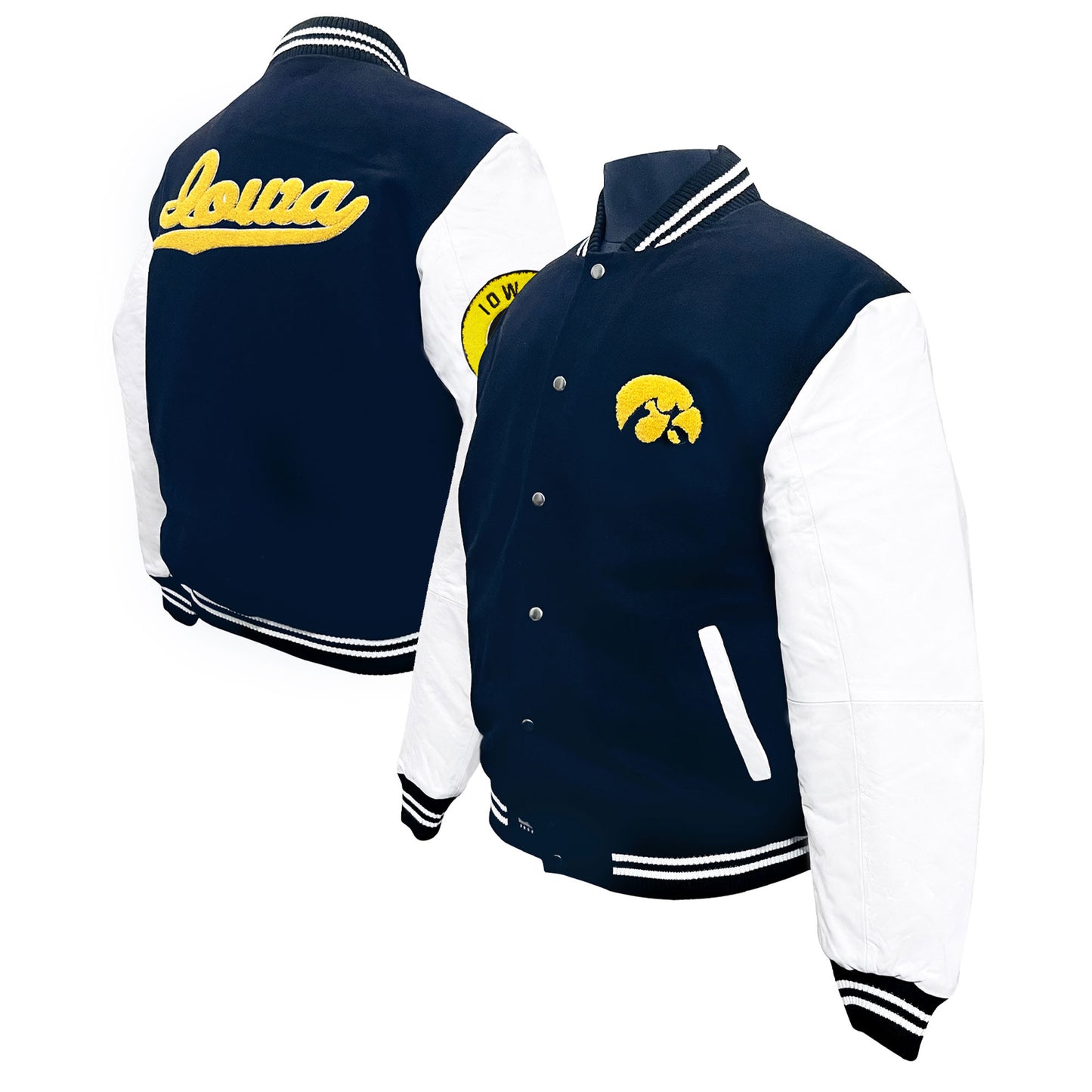 Men's Franchise Club Black/White Iowa Hawkeyes Graduate Full-Snap Jacket