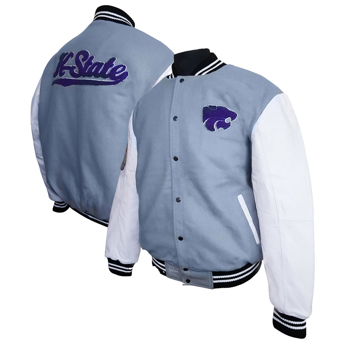 Men's Franchise Club Charcoal/White Kansas State Wildcats Graduate Full-Snap Jacket