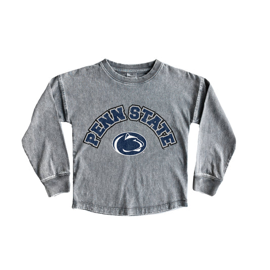 Youth Gameday Couture Gray Penn State Nittany Lions Faded Wash Pullover Top