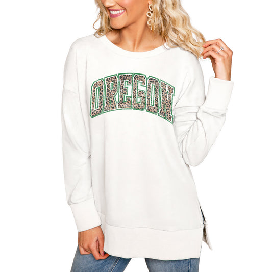 Women's Gameday Couture Cream Oregon Ducks Side Split Team Logo Pullover Top