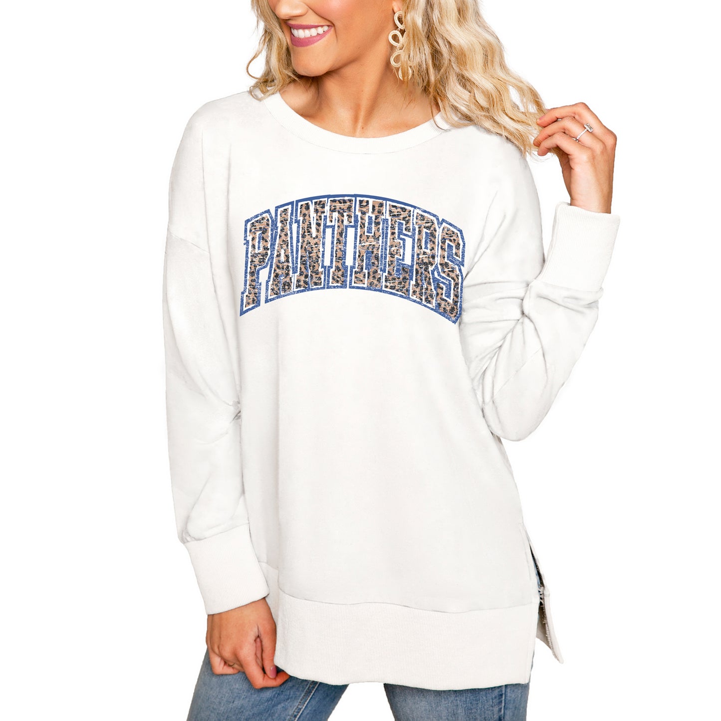 Women's Gameday Couture Cream Pitt Panthers Side Split Team Logo Pullover Top