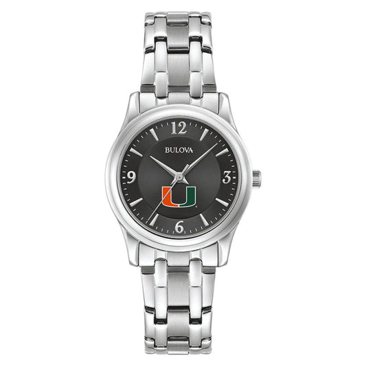 Women's Bulova Black Miami Hurricanes Corporate Collection Stainless Steel Watch