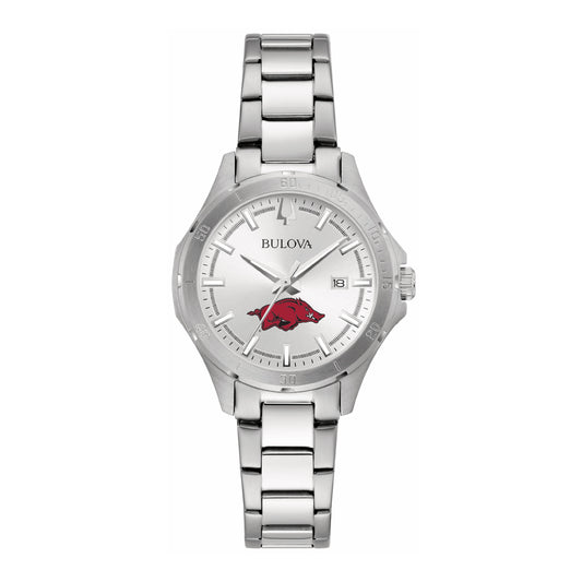 Women's Bulova Silver Arkansas Razorbacks Stainless Steel Sport Classic Watch