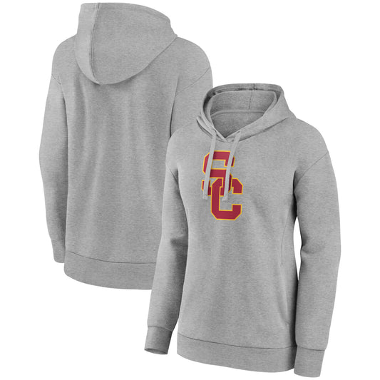 Women's Gray USC Trojans Primary Logo Pullover Hoodie