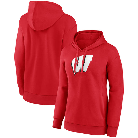 Women's Red Wisconsin Badgers Team Primary Logo Pullover Hoodie