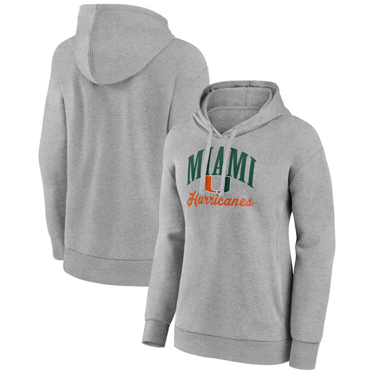 Women's Gray Miami Hurricanes Victory Script Pullover Hoodie