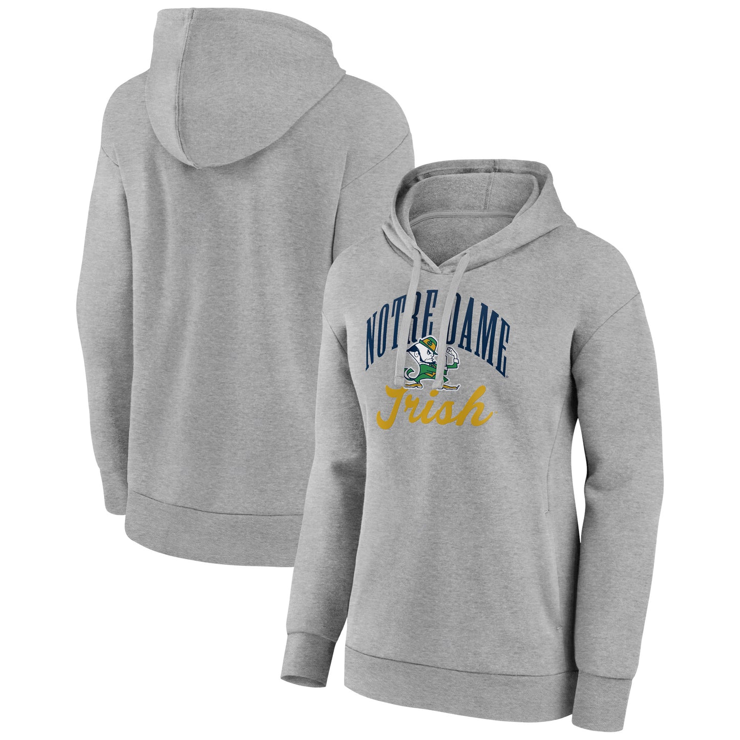 Women's Gray Notre Dame Fighting Irish Victory Script Pullover Hoodie