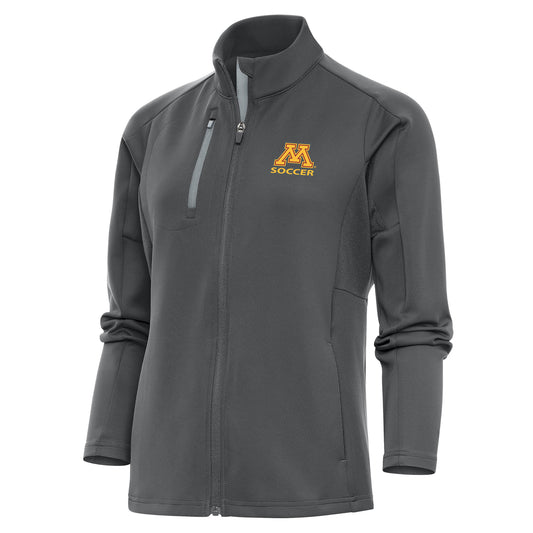 Women's Antigua Charcoal Minnesota Golden Gophers Soccer Logo Generation Full-Zip Jacket