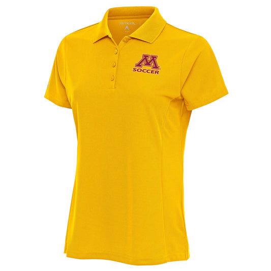 Women's Antigua Gold Minnesota Golden Gophers Soccer Logo Legacy Pique Polo