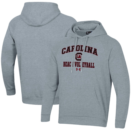 Men's Under Armour Gray South Carolina Gamecocks Beach Volleyball All Day Arch Fleece Pullover Hoodie