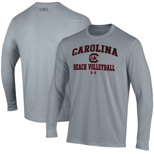 Men's Under Armour Gray South Carolina Gamecocks Beach Volleyball Performance Long Sleeve T-Shirt