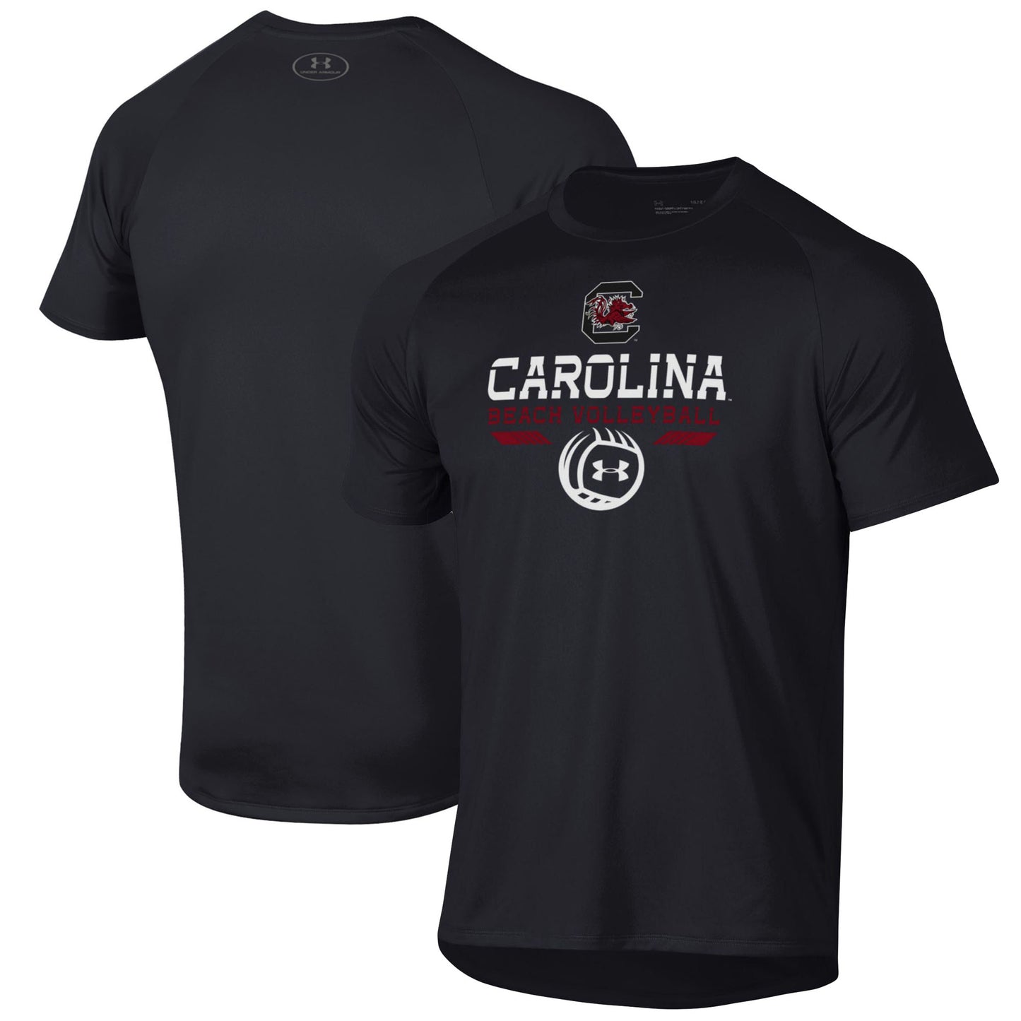 Men's Under Armour Black South Carolina Gamecocks Beach Volleyball Icon Raglan Performance T-Shirt