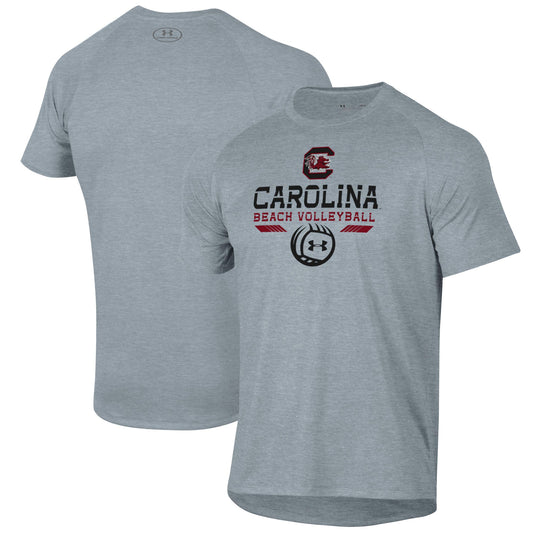 Men's Under Armour Gray South Carolina Gamecocks Beach Volleyball Icon Raglan Performance T-Shirt