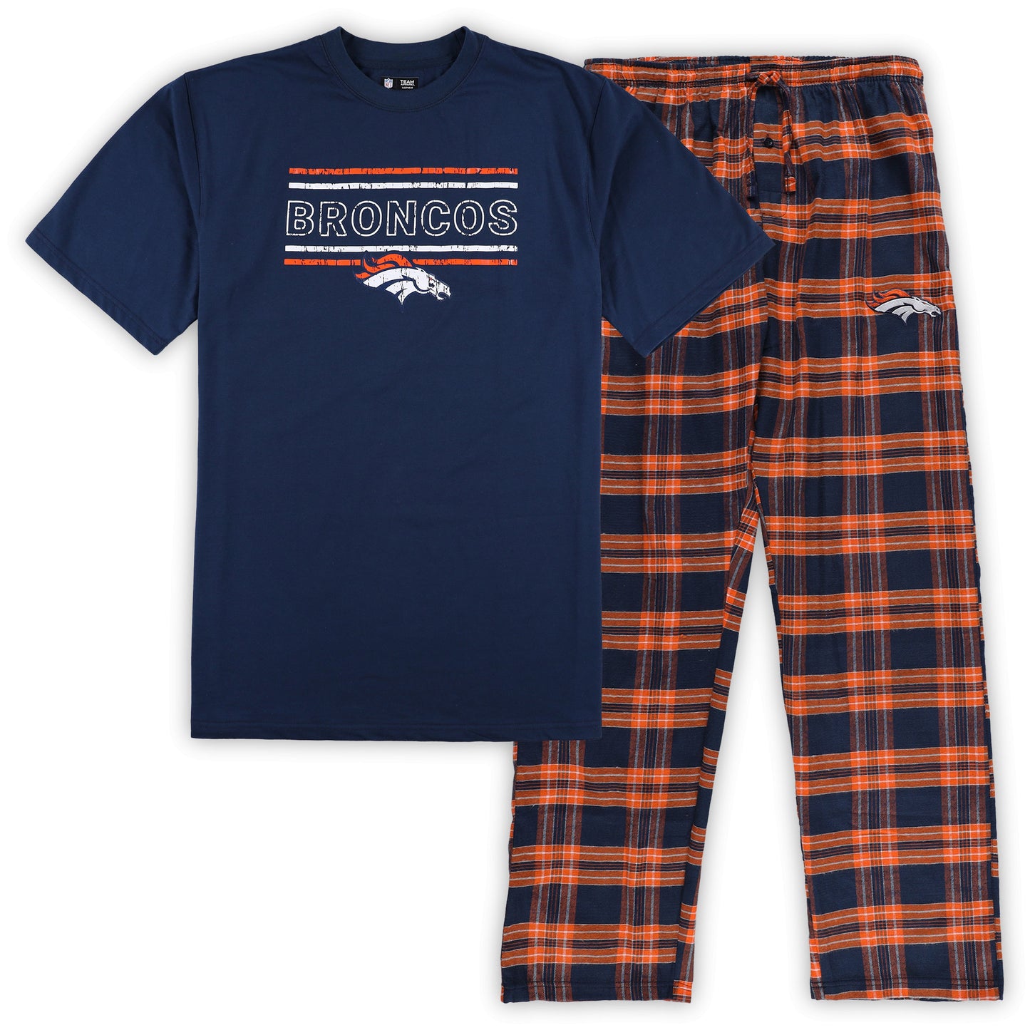 Men's Concepts Sport Navy/Orange Denver Broncos Big & Tall Flannel Sleep Set