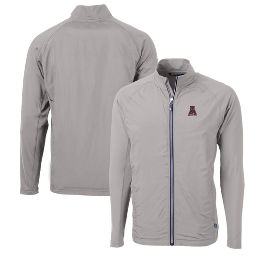 Men's Cutter & Buck Gray Alabama Crimson Tide Adapt Eco Knit Hybrid Recycled Full-Zip Jacket