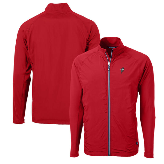 Men's Cutter & Buck Red Ohio State Buckeyes Adapt Eco Knit Hybrid Recycled Full-Zip Jacket