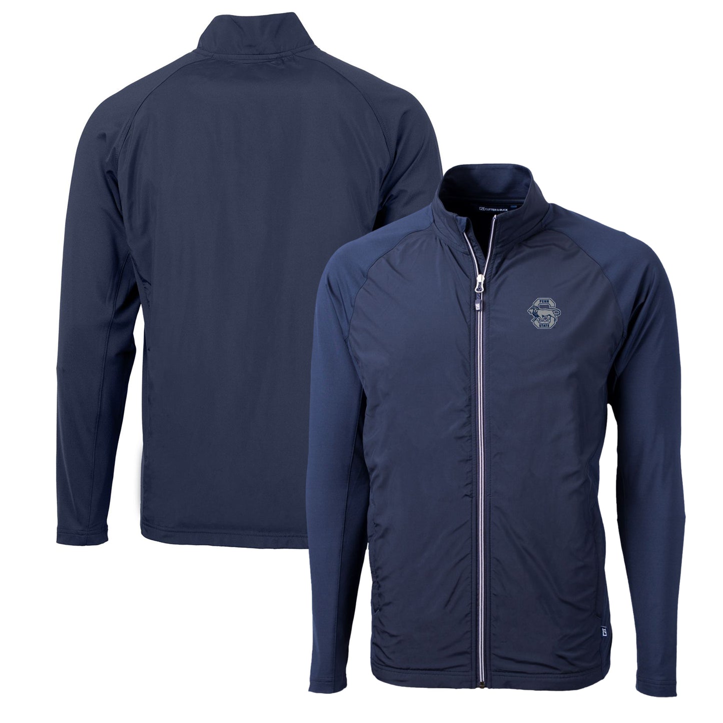 Men's Cutter & Buck Navy Penn State Nittany Lions Adapt Eco Knit Hybrid Recycled Full-Zip Jacket