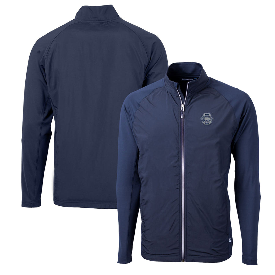 Men's Cutter & Buck Navy Penn State Nittany Lions Adapt Eco Knit Hybrid Recycled Full-Zip Jacket