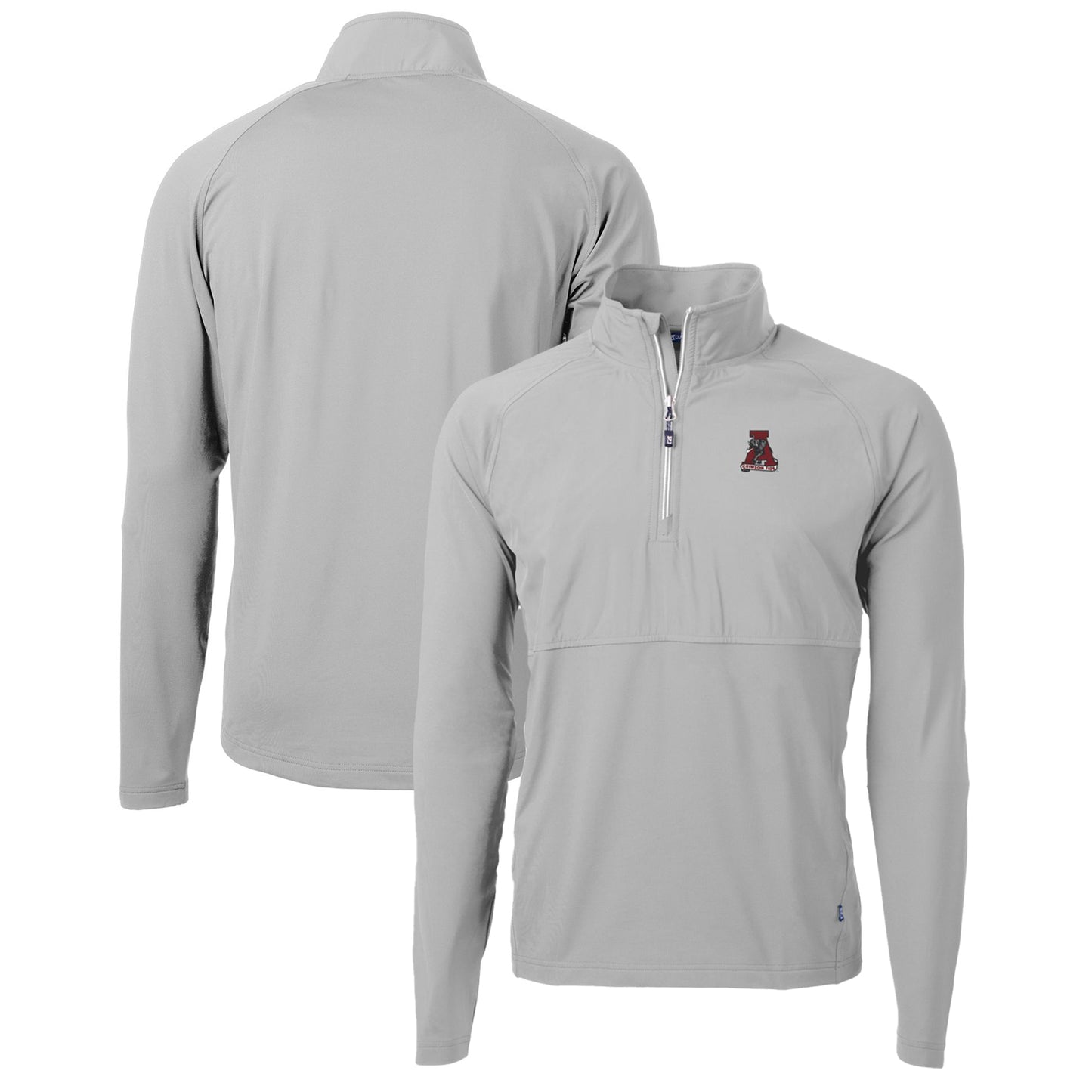 Men's Cutter & Buck Gray Alabama Crimson Tide Adapt Eco Knit Hybrid Recycled Quarter-Zip Pullover Top