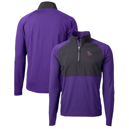 Men's Cutter & Buck Black/Purple Clemson Tigers Adapt Eco Knit Hybrid Recycled Quarter-Zip Pullover Top