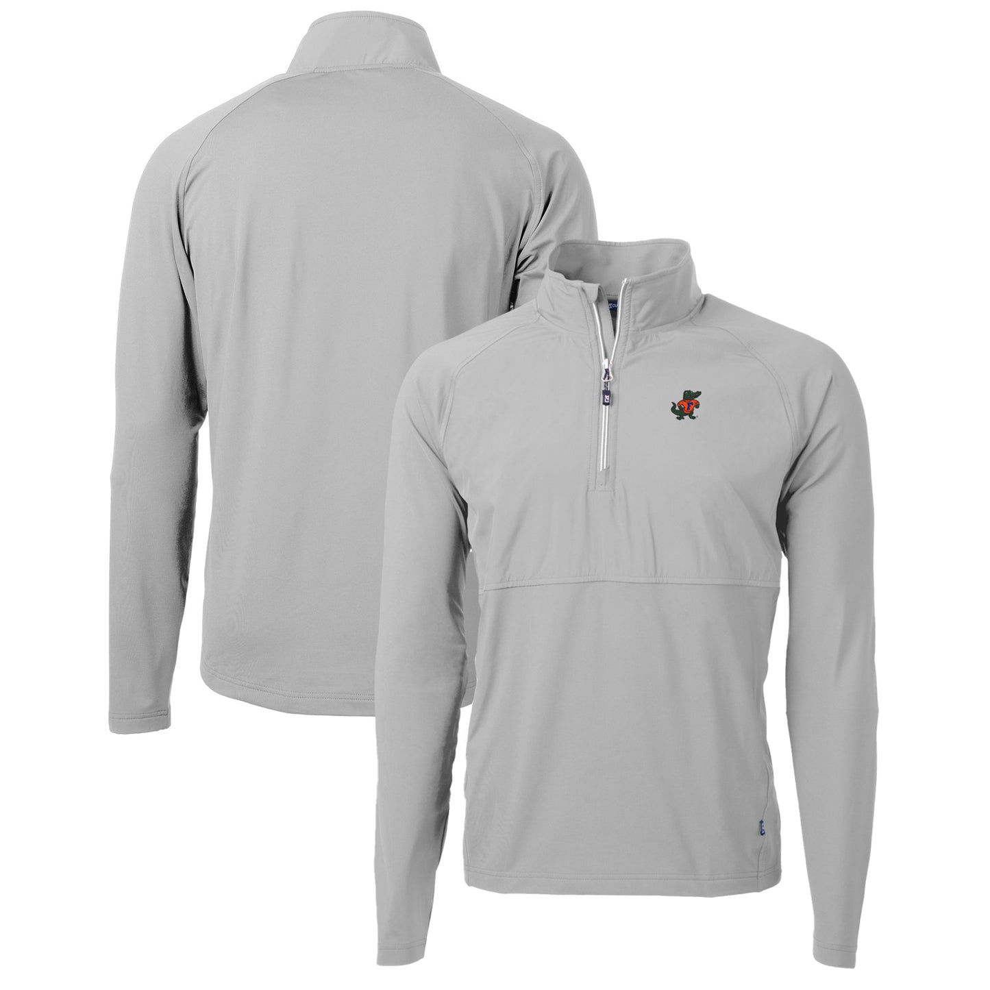 Men's Cutter & Buck Gray Florida Gators Adapt Eco Knit Hybrid Recycled Quarter-Zip Pullover Top