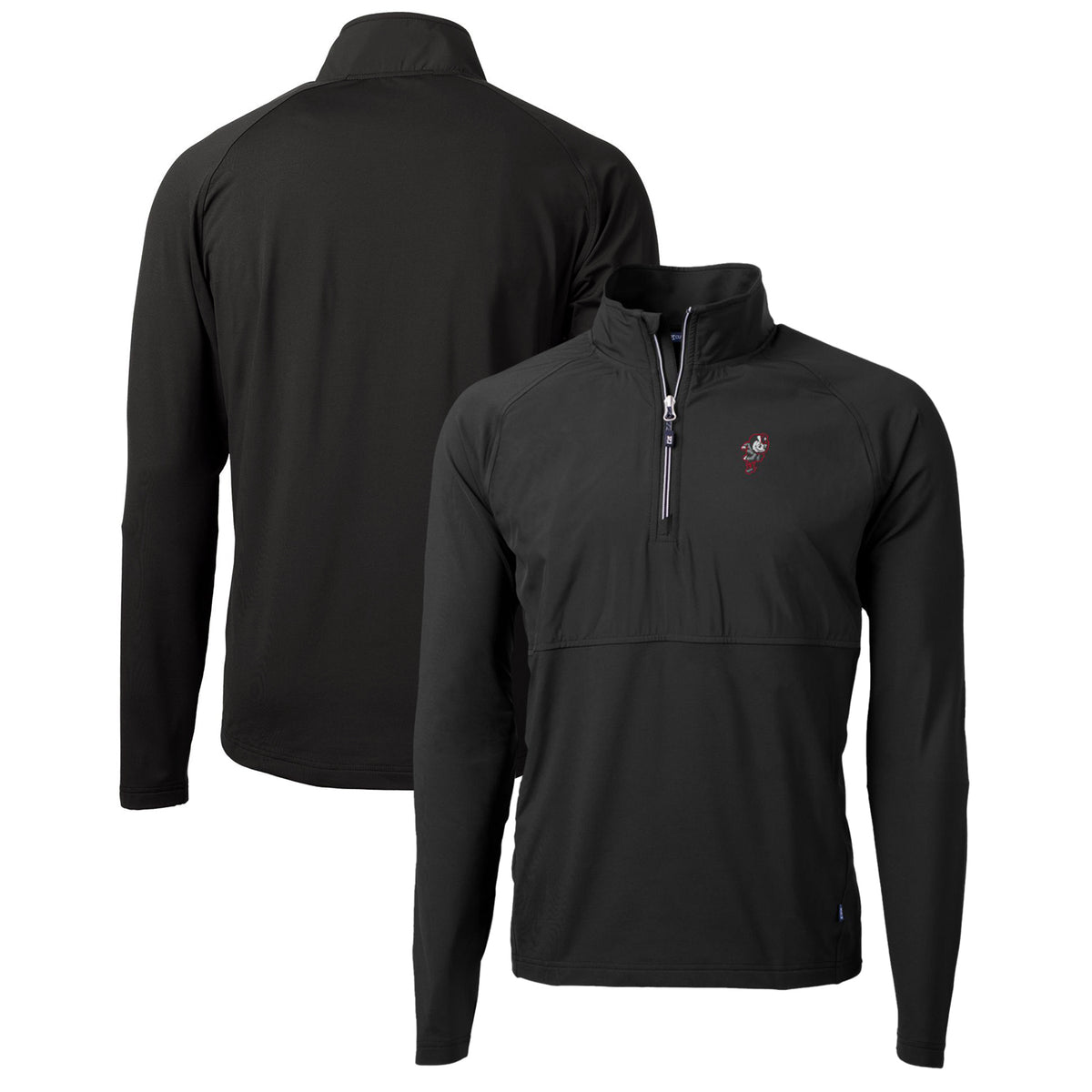 Men's Cutter & Buck Black Ohio State Buckeyes Adapt Eco Knit Hybrid Recycled Full-Zip Logo Jacket