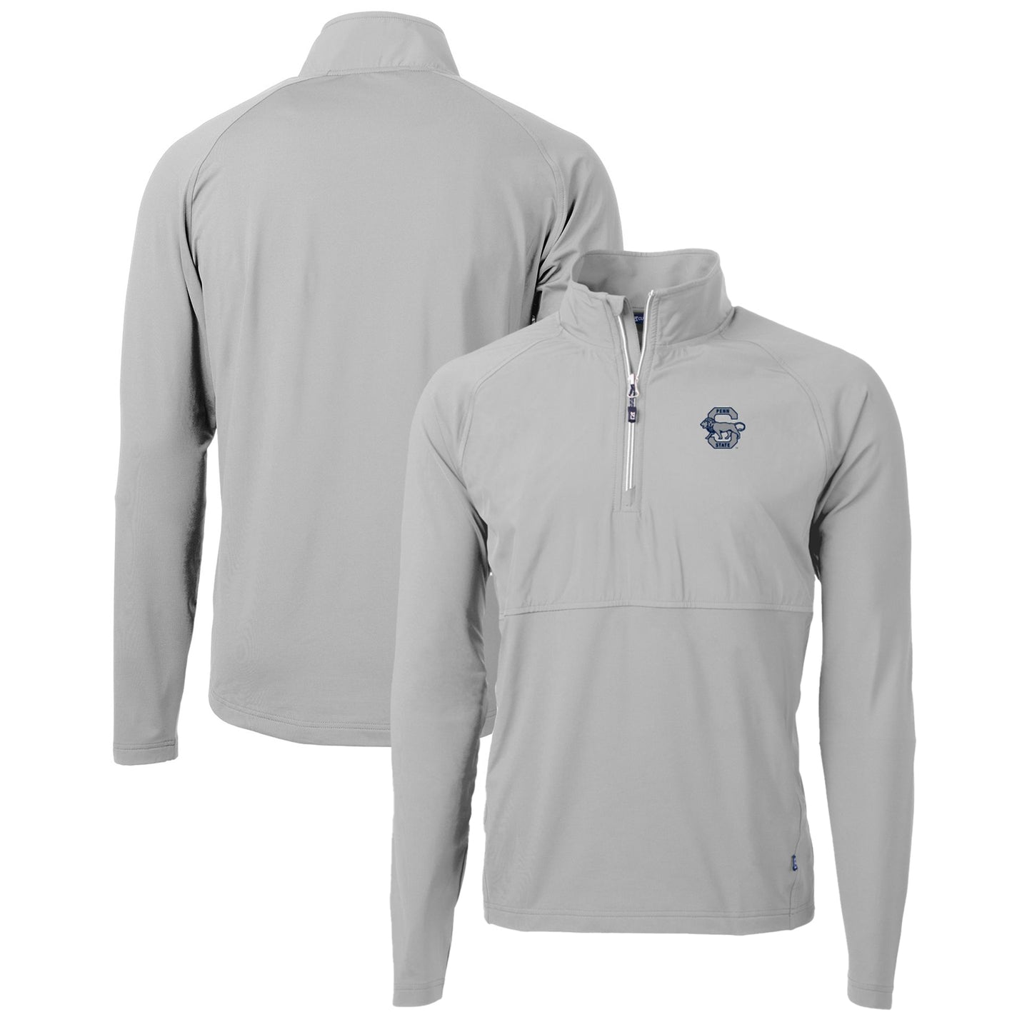 Men's Cutter & Buck Gray Penn State Nittany Lions Adapt Eco Knit Hybrid Recycled Quarter-Zip Pullover Top